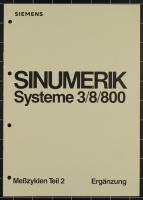 Siemens Sinumerik Systeme 3/8/800 Meßzyklen Teil 2 Ergänzung